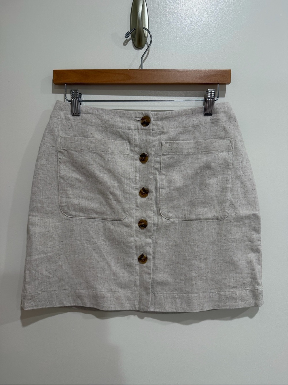 Banana Republic Beige Button-Front Mini Skirt